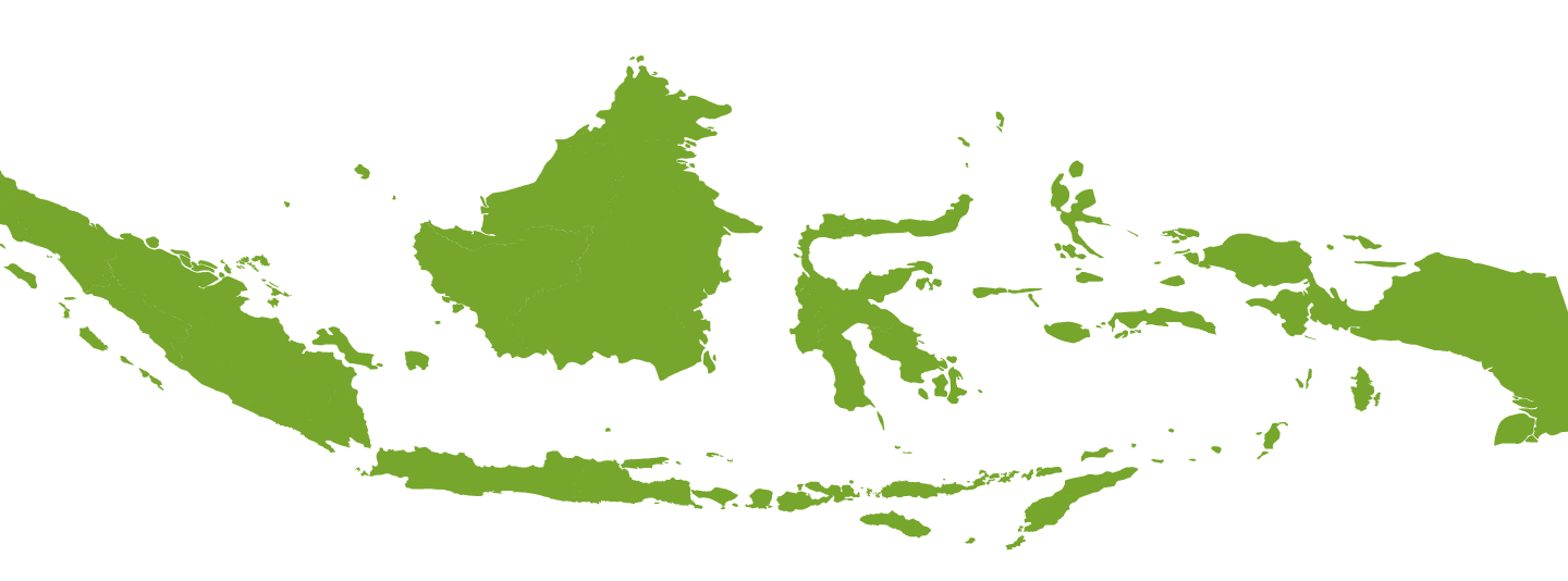 Map of Indonesia highlighting Iradat's regional project coverage